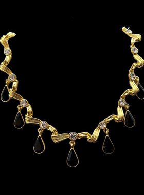 中古Vintage复古宫廷风重工水滴锁骨链高级感个性奢华时尚气质