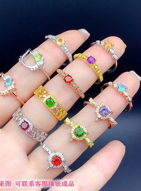 S925银精工活口戒指空托圆4*4mm