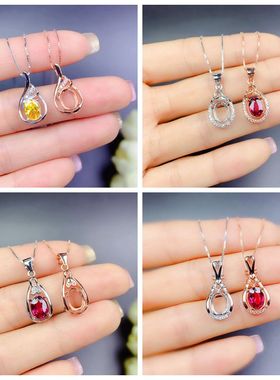 女纯银小巧百搭网红款吊坠空托