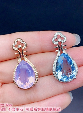 S925纯银大水滴多尺寸吊坠空托