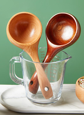 韩国吃播boki同款勺子日式餐具木头大汤勺嗦粉勺井柏然手拿木瓢勺