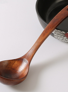 韩国boki同款勺子吃播餐具日式木勺长柄木头汤勺大号盛汤吃饭粥勺