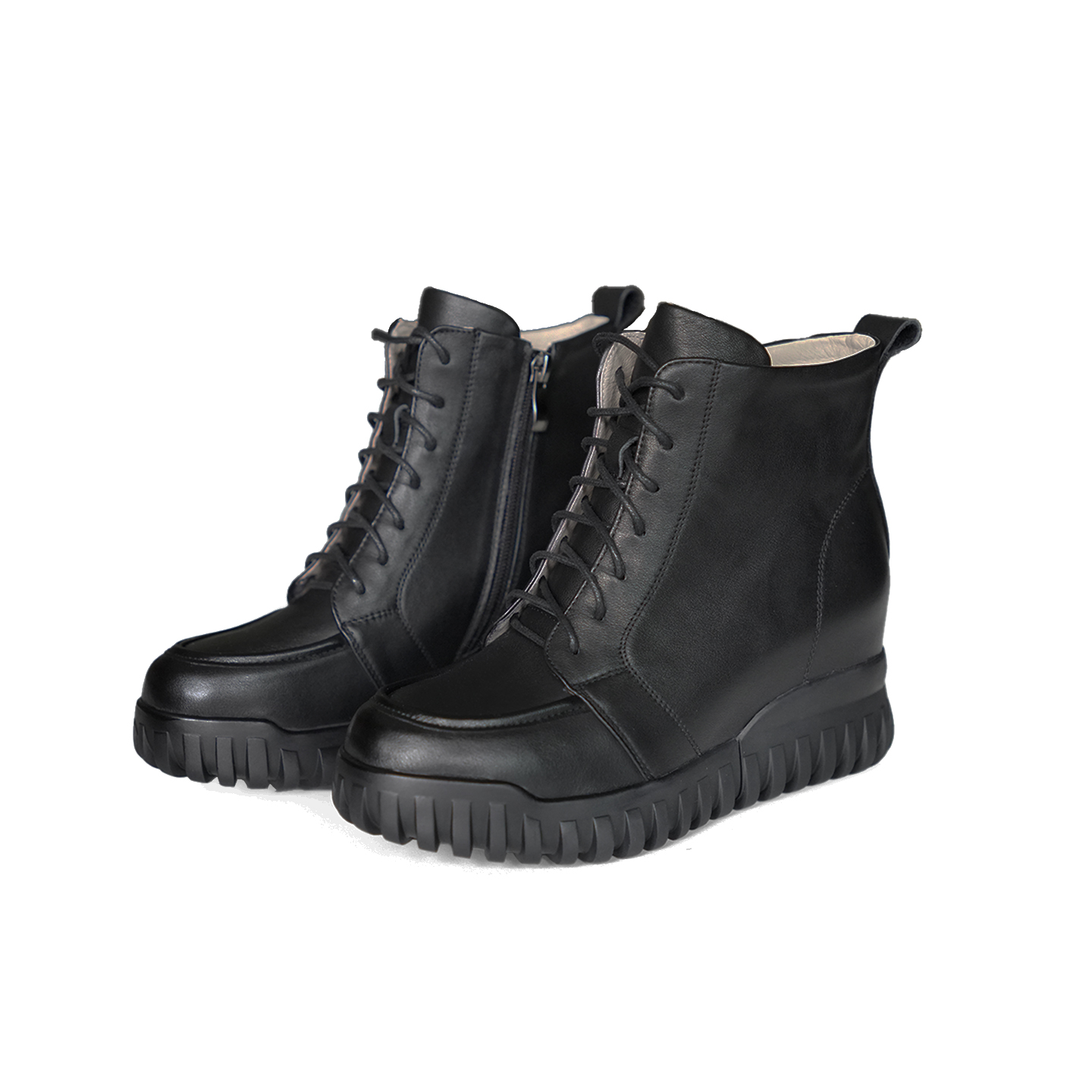 真皮头层牛皮内增高加绒马丁靴