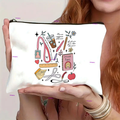 教师节礼物教师化妆包Teacher Life苹果大容量拉链收纳袋文具袋