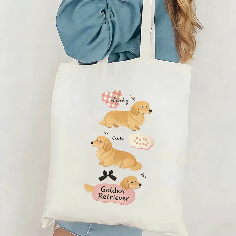 日系萌宠家族帆布托特包宠物印花手提袋少女心环保购物袋