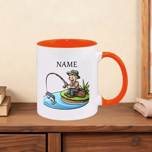 户外主题定制马克杯 高尔夫球杆钓鱼人物印花姓名家用办公室水杯