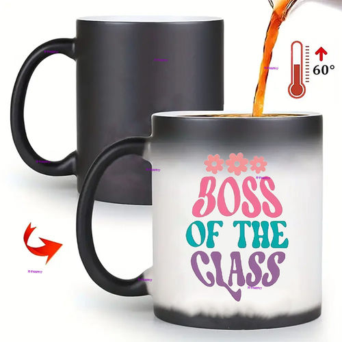 跨境热卖BOSS OFTHE CLASS英文字母变色马克杯热转印咖啡杯喝水杯