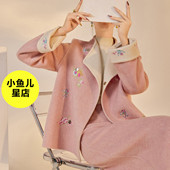 高端复古国风新中式 高端毛呢设计外套半裙两件套女 刺绣双面呢冬季