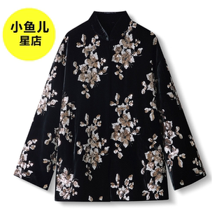 高端新中式国风花朵亮片衬衫高级感轻奢气质小众设计感宽松上衣女