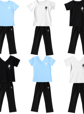 儿童舞蹈服套装春夏男童中国舞形体服女孩短袖长裤幼儿拉丁练功服