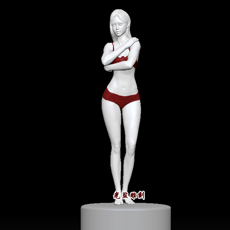 美女stl手办三维模型精雕图3dmax头雕bjd人体坐姿3d打印圆雕图