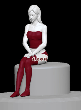 美女stl圆雕图坐姿3d模型zbrush精雕三维人体雕刻机cnc女性3d打印