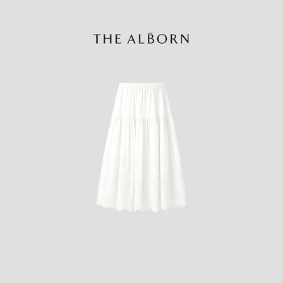奥莉酱THE ALBORN·“南法假日”意大利精梳长绒棉 镂空刺绣半裙