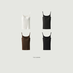 奥莉酱THE 醋酸桑蚕丝天丝无缝一体胸垫打底吊带背心 ALBORN·