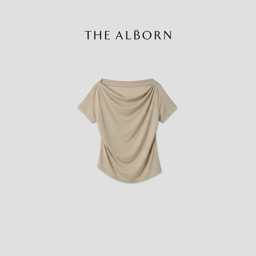 奥莉酱THE ALBORN·“云朵慕斯”兰精天丝澳洲绵羊毛混纺荡领上衣