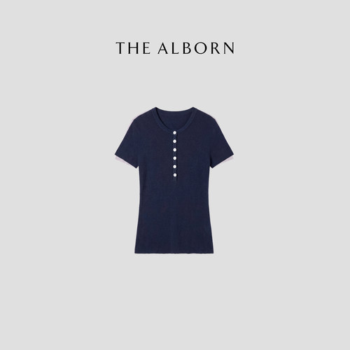 奥莉酱THE ALBORN·“亨利日记”天丝醋酸亚麻混纺老钱短袖针织衫