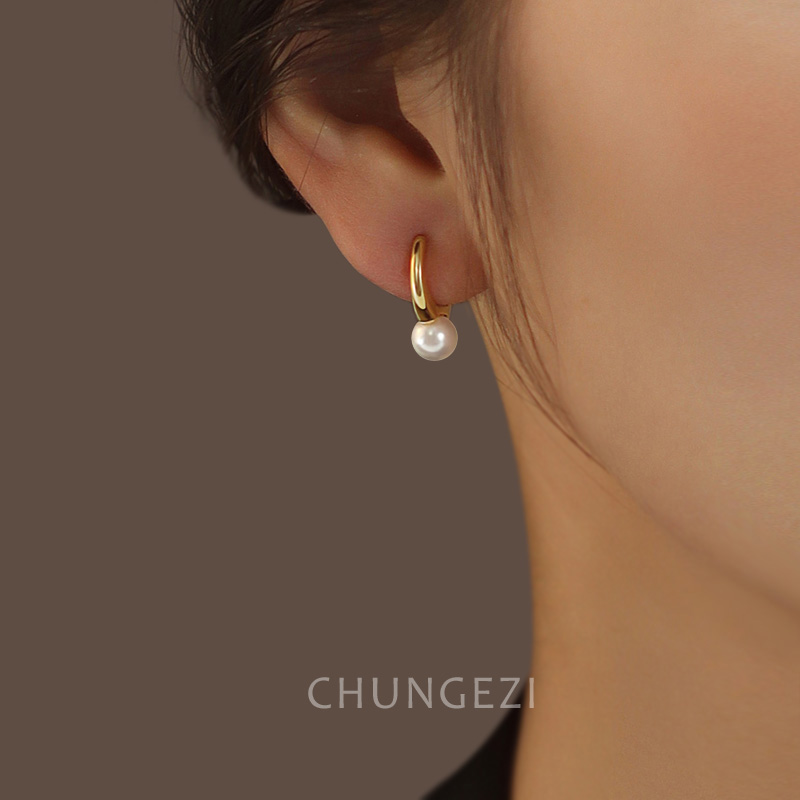 简约气质法式珍珠无痛耳夹