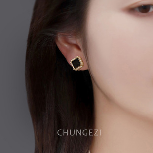 黑色法式复古珍珠耳夹无耳洞女蚊香盘耳环2023年新款无痛硅胶耳钉