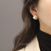 博主fever同款 贝壳耳夹小众法式 轻奢蚊香盘耳钉无耳洞女无痛耳饰