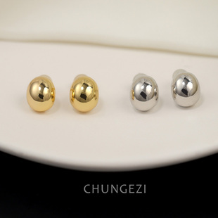 明星同款 潮无痛耳环耳饰 金豆豆耳夹女银豆S925纯银耳钉2022年新款