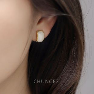 气质轻奢耳夹女无耳洞冷淡风小众百搭蚊香盘春天耳饰品 春格子法式