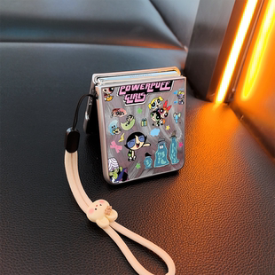 小女警适用小米mixflip华为purax手机壳pocket2磨砂novaflip三星zflip7654卡通vivox可爱oppofindn3n2女p50