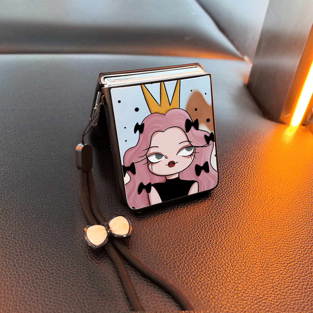 镜面女王适用小米mixflip华为purax手机壳pocket2磨砂novaflip三星zflip7654卡通vivox可爱oppofindn3n2女p50