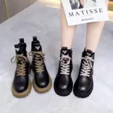 Martens, осенние короткие сапоги в английском стиле на платформе, из натуральной кожи, коллекция 2023, в британском стиле, увеличивают рост, подходят для подростков, большой размер