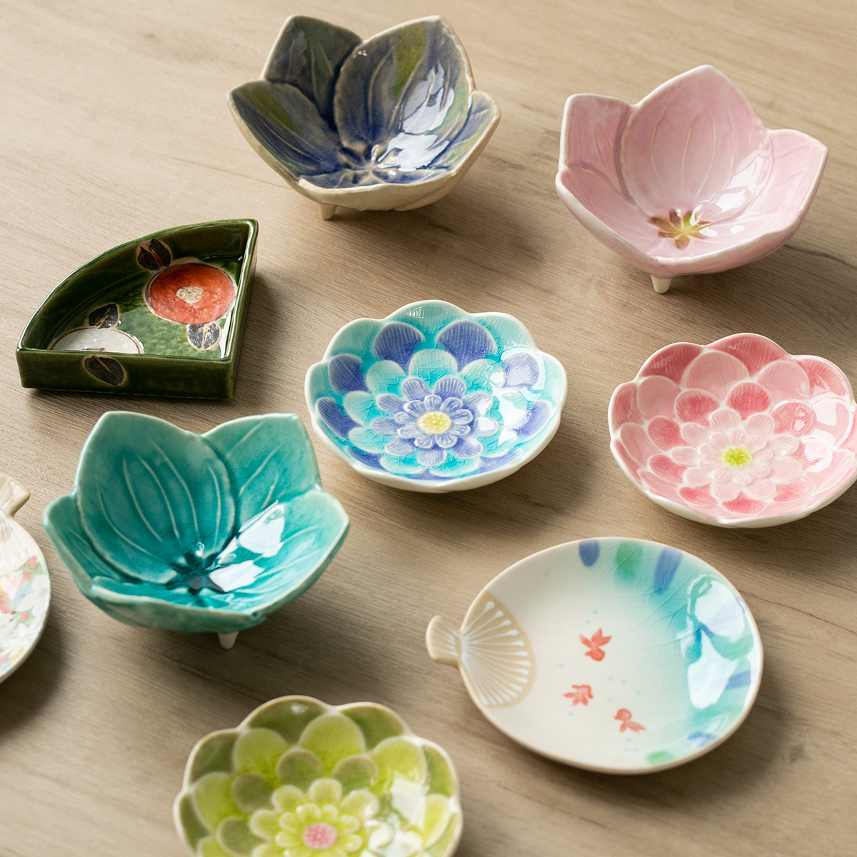 日本进口彩虹桔梗渐变色陶瓷碟