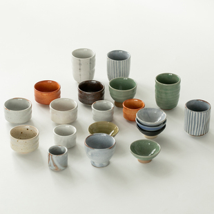 小酒杯复古粗陶茶具主人杯子 日本进口美浓烧志野烧茶杯品茗杯日式