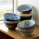 拉面碗盖饭碗家用粗陶釉下彩汤碗 日本进口复古陶瓷大面碗合集日式
