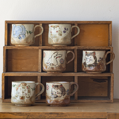 日本濑户烧手绘动物马克杯水杯