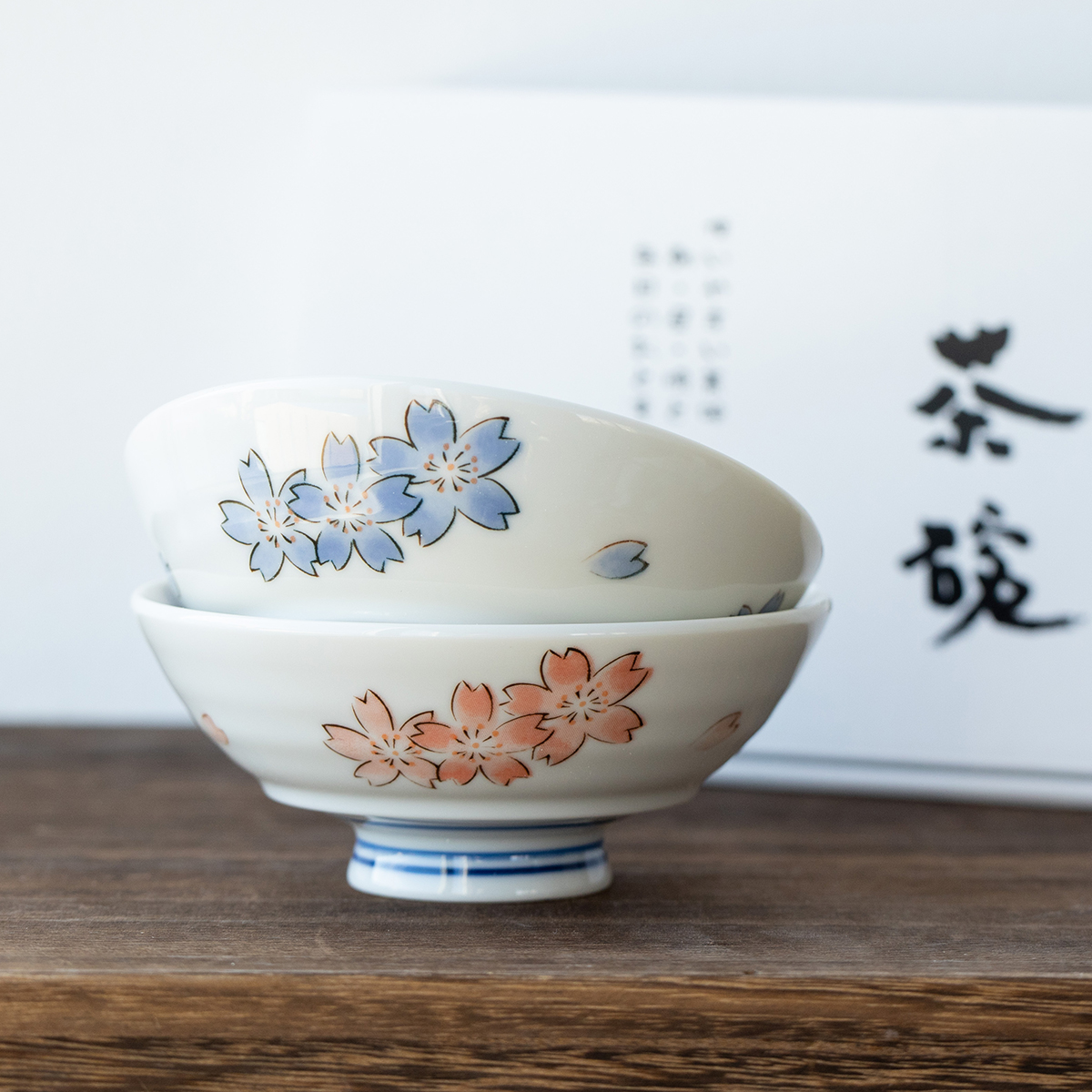 日本美浓烧樱花陶瓷碗对碗礼盒