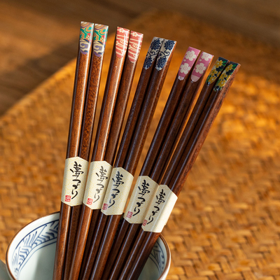 日本进口田中箸木天然实木筷子日式尖头筷洗碗机耐高温防滑筷子