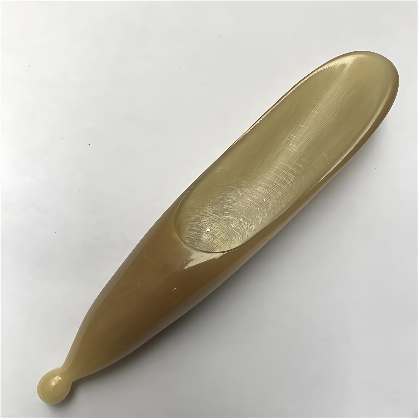 天然牛角全身通用颈部拨经棒10-13CM精品小号牛角筒带圆点刮痧筒