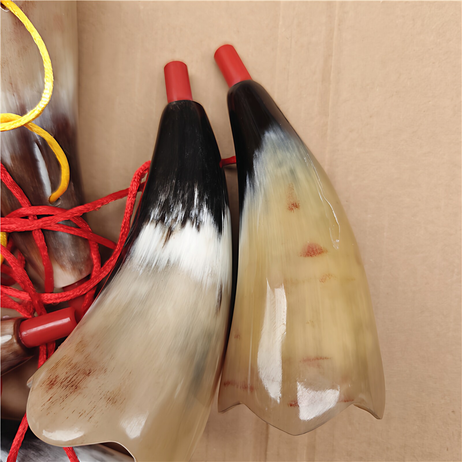 天然黄牛角大号角喇叭吹响乐器特色手工艺品 儿童玩具长17~20厘米