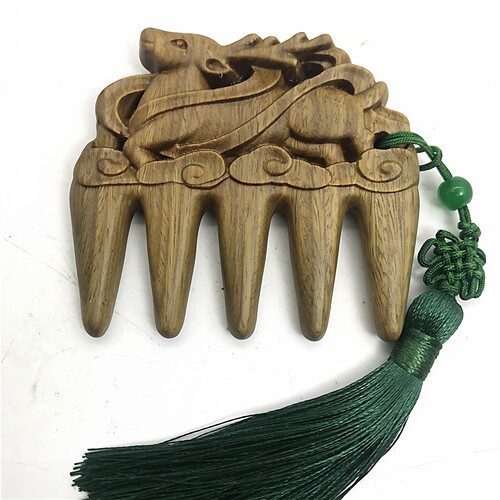 双面雕刻绿檀木迷你小梳子送女友