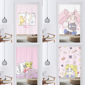 卡通可爱玄关创意美少女战士布艺门帘隔断帘卧室卫生间免打孔半帘