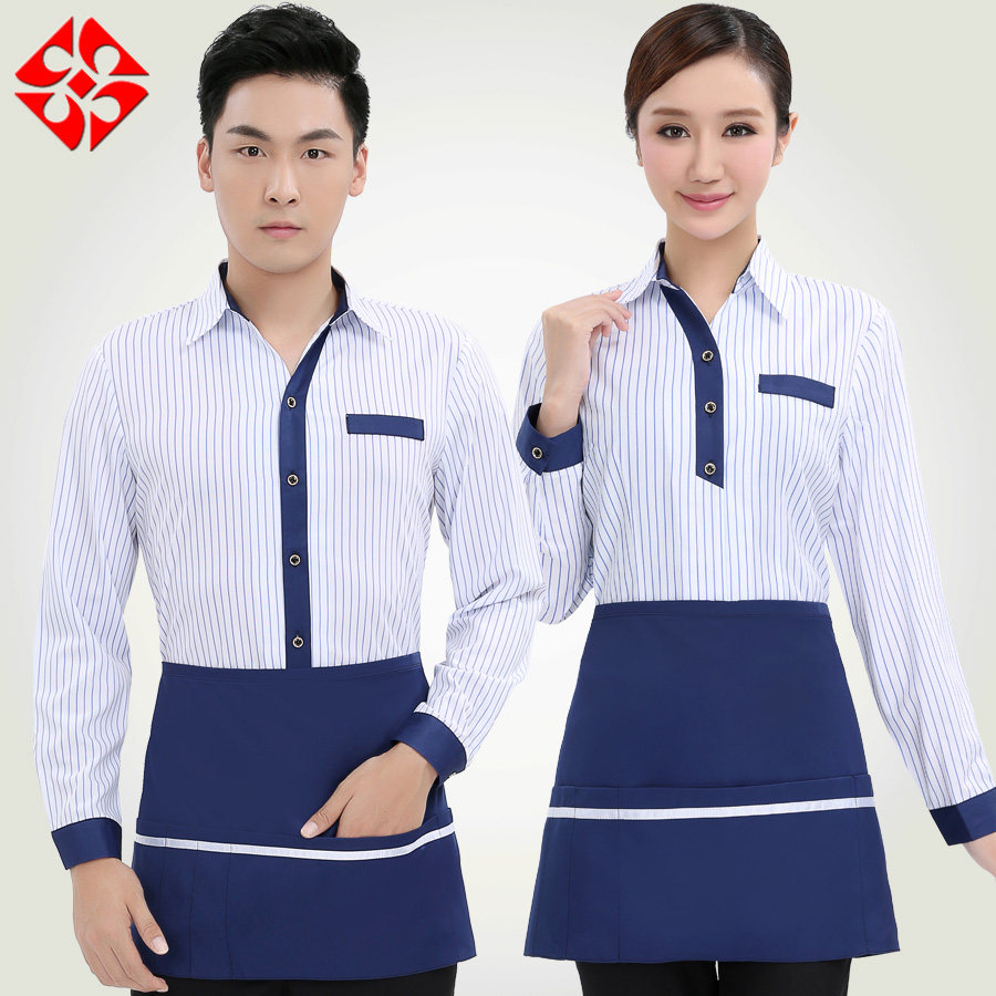 酒店工作服春秋衬衣餐饮火锅店饭店中西餐厅服务员工作服长袖套装