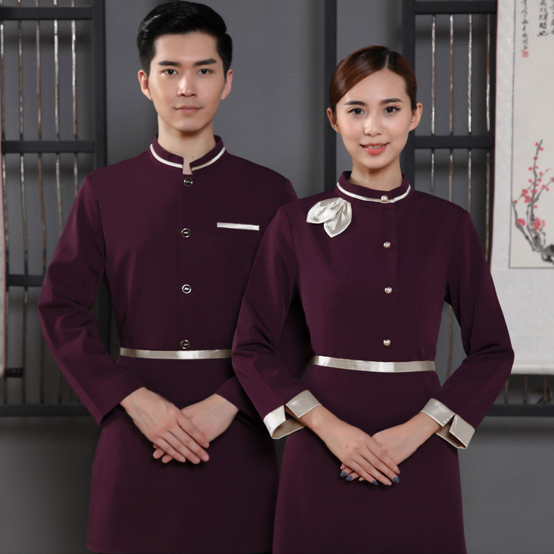 酒店前台工作服餐饮饭店火锅店收银员服务员工作服长袖双层秋冬装