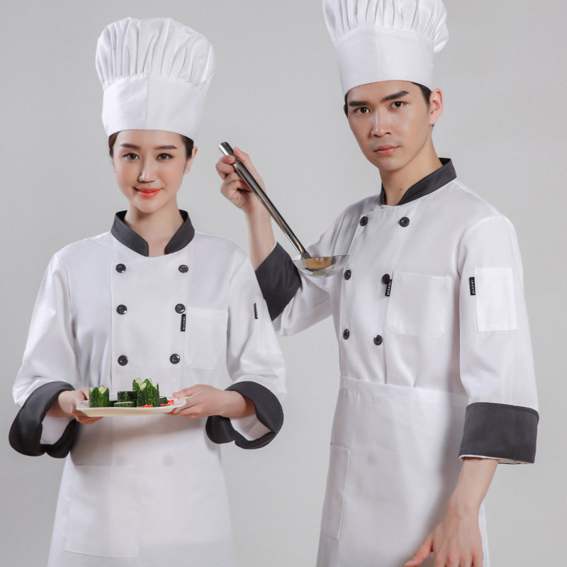 酒店厨师服长袖学校企业食堂厨房工作服餐饮饭店蛋糕店七分袖