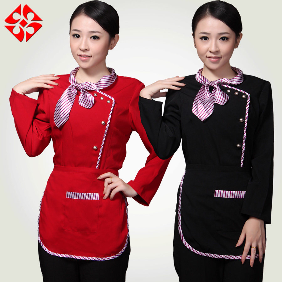 酒店服务工作服长袖秋冬装中西餐厅酒楼饭店服务员工作服秋冬装女