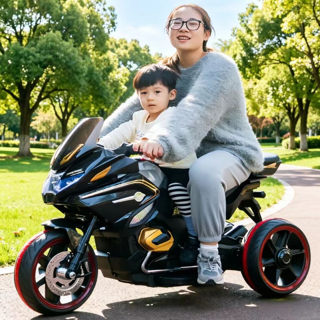 儿童电动车可坐大人男女宝宝遥控三轮摩托车音乐自驾充电瓶玩具车