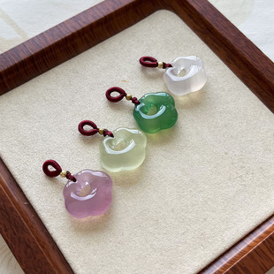 {平平安安}天然玛瑙如意吊坠 女玉佩玉坠儿童长命锁礼物百搭配饰