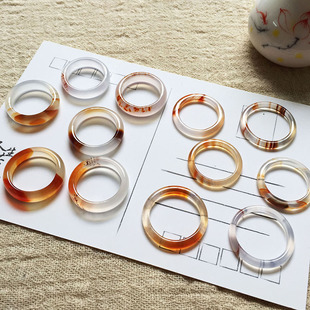 天然冰种玉石玉髓极细戒指玛瑙男女情侣原宿风小众指环尾戒白红色