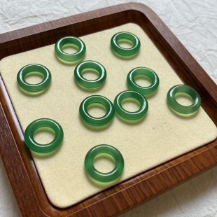 天然冰种绿玉髓跑环绿色玛瑙跑环圈平安环玉石饰品小手捻配饰DIY