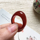 2022年新款 水滴玛瑙玉石指环 潮小众扳指 男女款 天然红色玉髓戒指