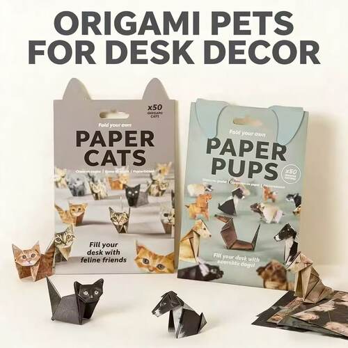 PAPER CATS/PUPS仿真动物折纸材料包50张入 亲子互动手工跨境货源