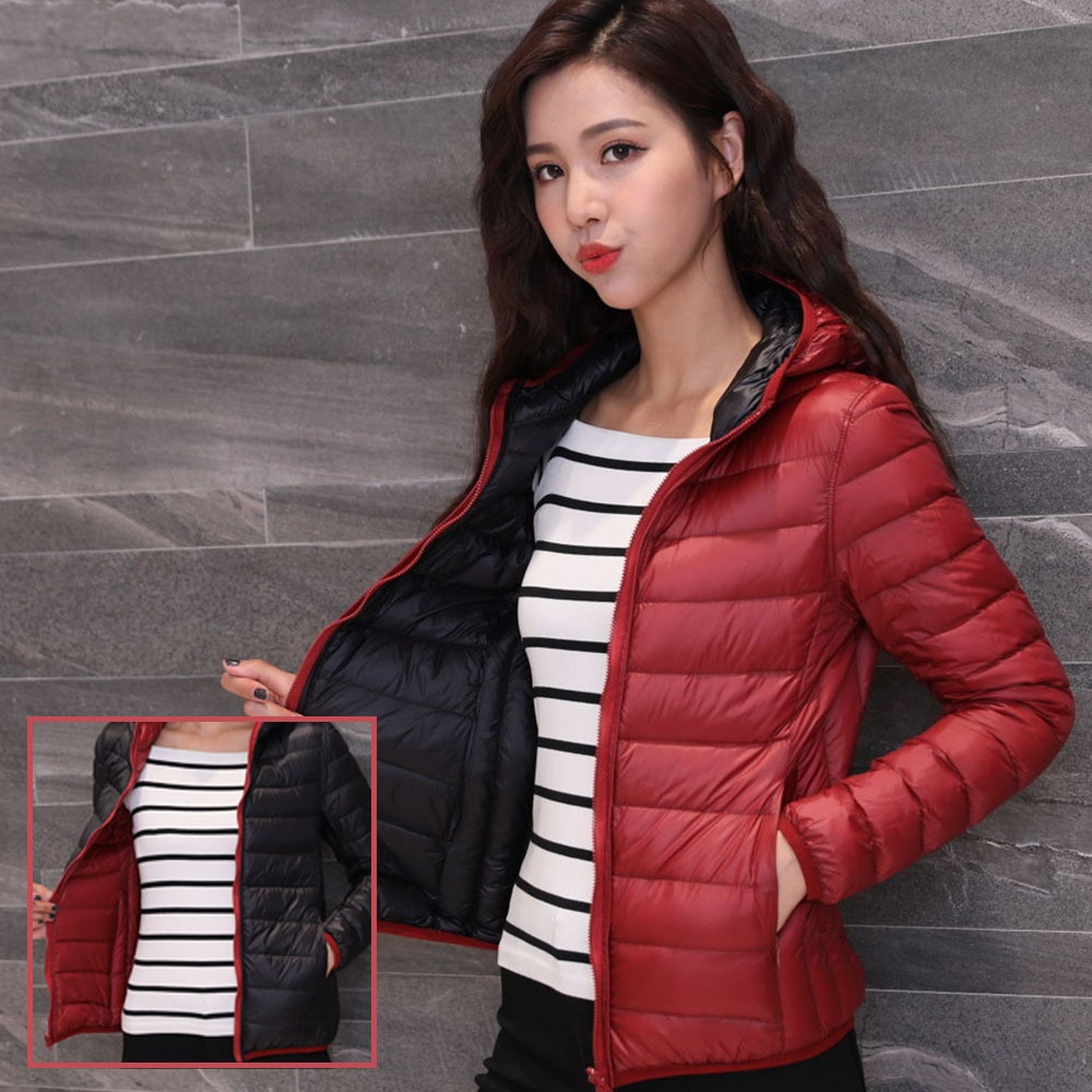 2025新款女装双面穿薄款羽绒服女妈妈装轻薄短款秋冬装反季清仓