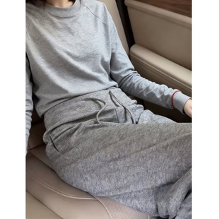 女2025秋冬加绒高腰显瘦宽松垂感休闲 子灰色糯米裤 巨好看百搭 裤